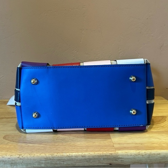 CHEVAL Made In Italy Woven Leather Color Block Panels Shoulder Bag - Picture 4 of 8